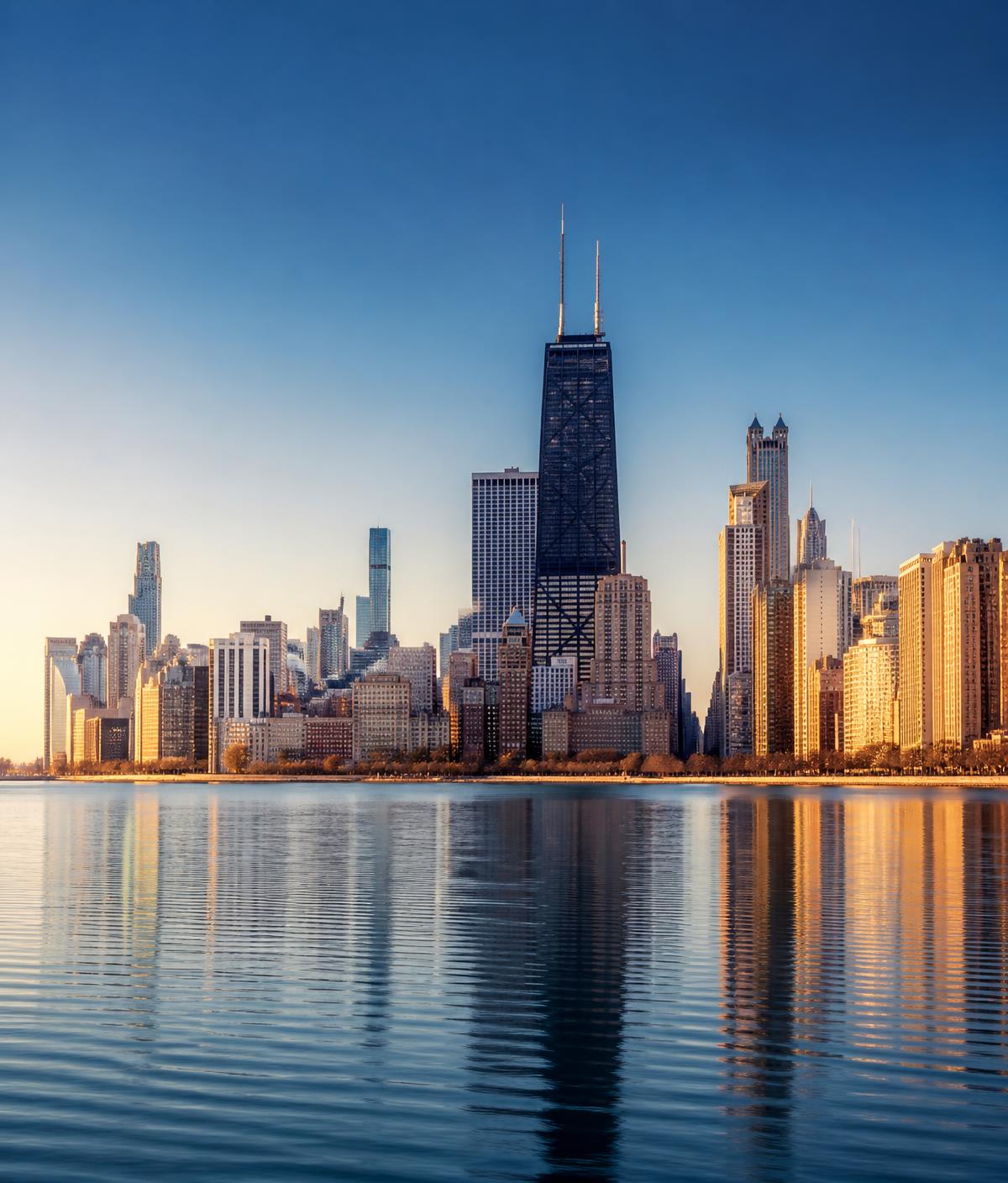 Chicago skyline over Lake Michigan